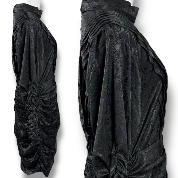 Hunter Bell Victorian Gothic Ariana Ruched Black Dress 10 Vintage Inspired - Picture 7 of 15